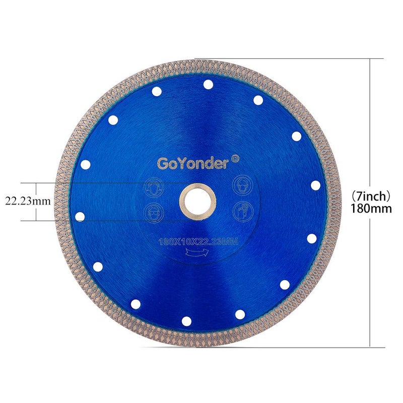 GoYonder Diamond Blade 7 inch Super Thin Diamond Saw Blade, Tile Blades 7" for Cutting Porcelain Tiles, Granite Marble Ceramics (7"-Blue) - Image 4